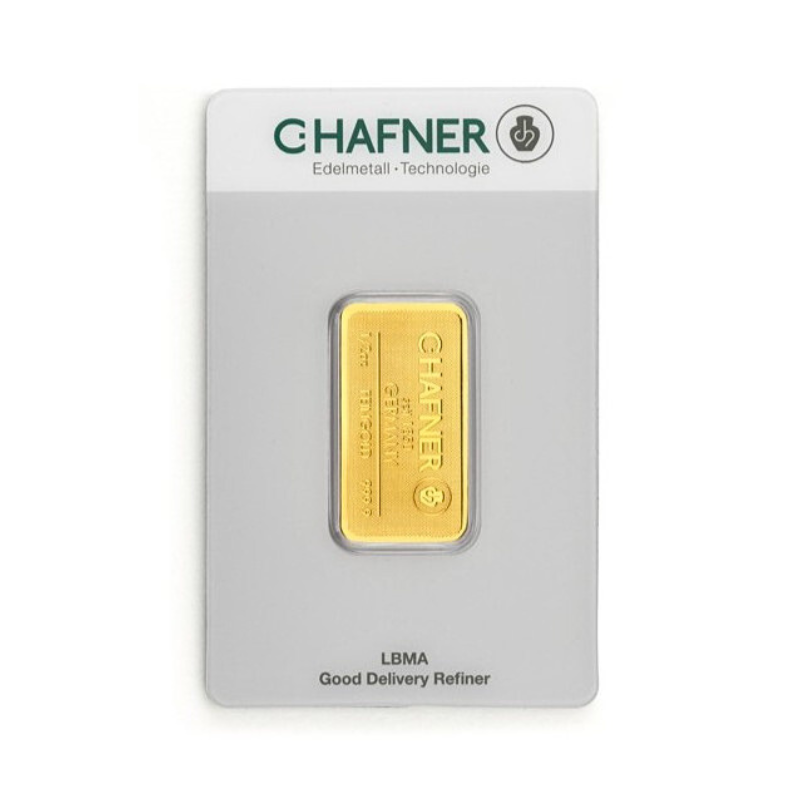 Kuldplaat gold bar au99.99 c.hafner 1/2 oz